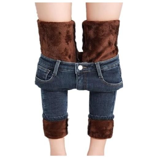 Generic jeans foderati in pile da donna skinny a vita alta invernali spessi caldi fodera elasticizzata pantaloni da donna jeans foderati in pile termico, a6, m