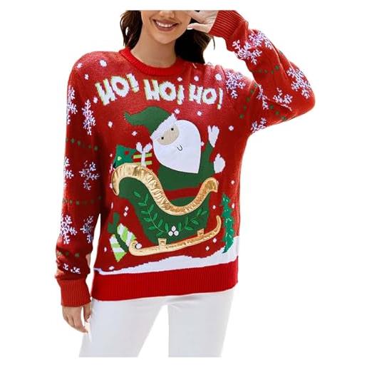 Generic maglione natale donna divertente, maglioni natalizia donna lana, natalizia felpa con stampa renna christmas sweatshirt divertenti felpe maglietta perfetto per regali e natalizi feste