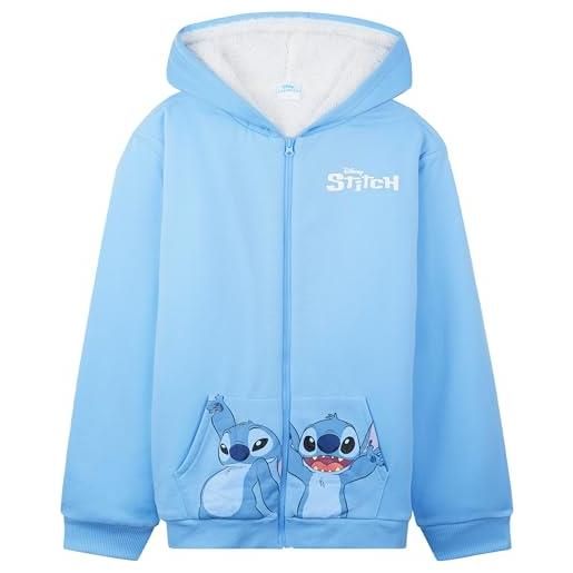 Disney stitch felpa con cappuccio bambina adolescenti 6-14 anni, sherpa pile giacca ragazza incappucciato, regalo bambini (6-7 anni, blu stitch)
