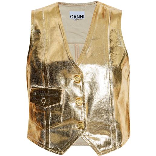 GANNI canotta lamé - oro