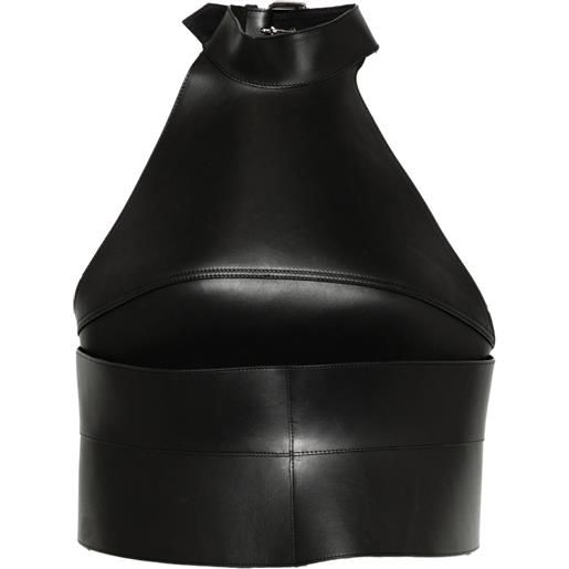 Monse top in pelle con scollo all'americana - nero