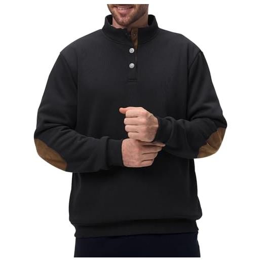 Curluriy felpa uomo senza cappuccio sweatshirt pile pullover con bottoni manica lunga sweatshirt autunno inverno