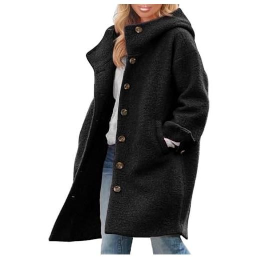 Generico giacca invernale donna giacche cappotto donna trench lungo elegante con bottoni a doppio petto, cappotto autunno inverno caldo con di moda per tutti i giorni chiusura a bottoni tasche e collo