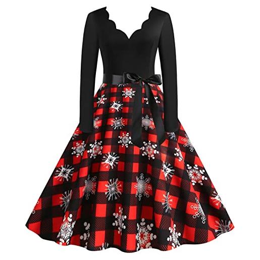 Generico donna vestito di natale costume di natale da donna in velluto maniche lunghe con v vestito costume da babbo elegante abito da festa elegante abito da sera babbo