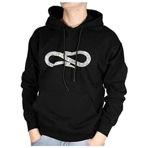 PROPAGANDA felpa diamonds uomo nero con cappuccio e stampa serigrafica fronte retro con logo iridescente xl