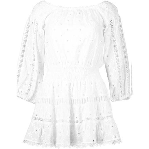 Temptation Positano platani eyelet embroidered smock mini dress - bianco