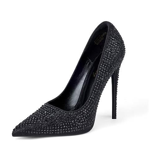EDEFS Scarpe Con Tacco Alto 12 Cm E Tacco A Spillo, Sandali Eleganti Donna In Sintetico Con Fibbia, Perfetti Per Festa, Matrimonio E Ufficio