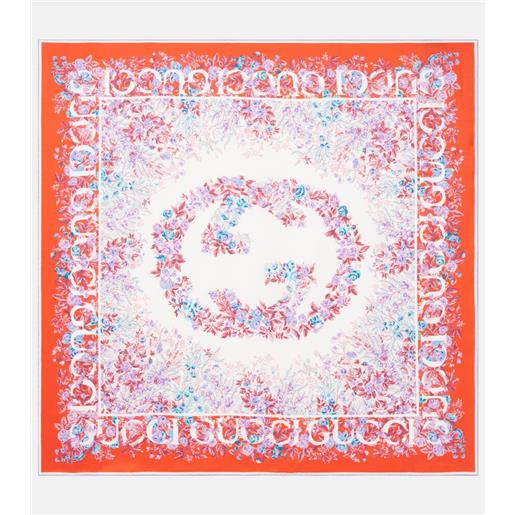 Gucci sciarpa in twill di seta con stampa