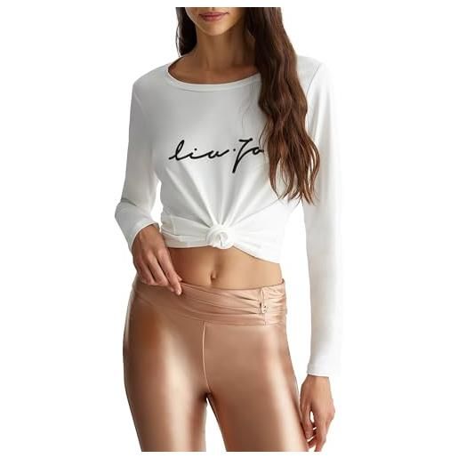 Liu Jo liu. Jo t shirt donna basica con logo e strass bianco e25lj08 tf4077 js088 s