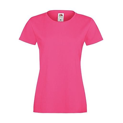 Fruit of the Loom - maglietta tinta unita maniche corte - donna (xl) (fucsia)