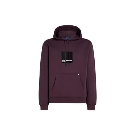 KARL LAGERFELD JEANS, uomo, felpa con cappuccio box logo, vestibilità regolare, grigio, xxl