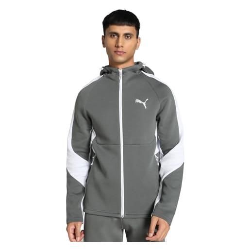 PUMA evostripe - felpa con cappuccio e zip intera, grigio minerale. , m