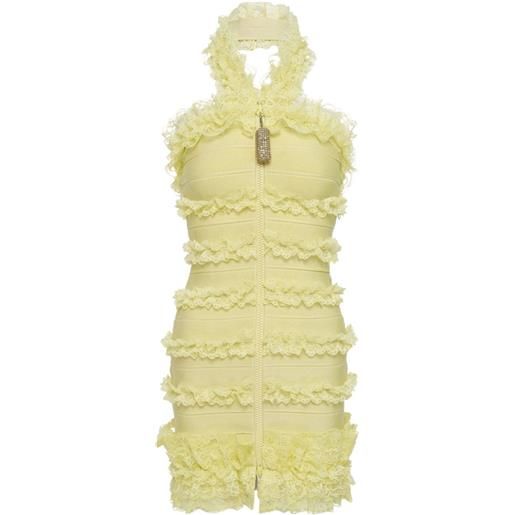 Self-Portrait abito corto con ruches - giallo