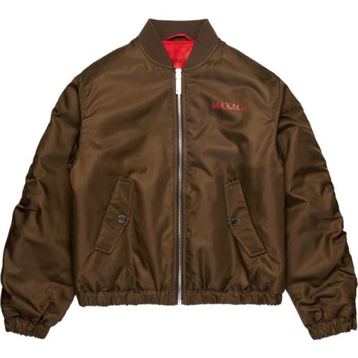 MAX&Co. Kids bomber con logo - marrone