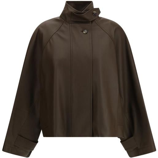 LOEWE parka corto in pelle - marrone