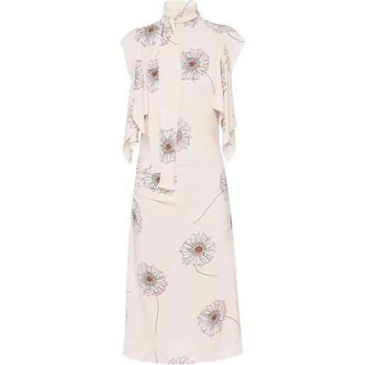Prada abito midi cameo con stampa - toni neutri