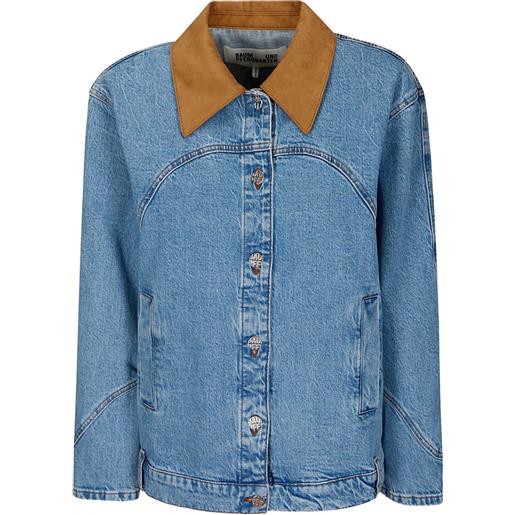 Baum Und Pferdgarten giacca con colletto in pelle scamosciata - blu