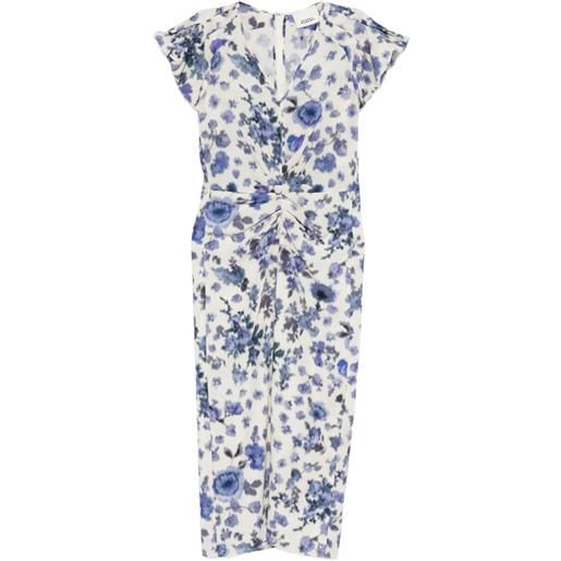 ISABEL MARANT abito midi terenae in seta elasticizzata con stampa - bianco