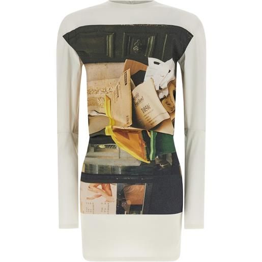 Issey Miyake t-shirt con stampa grafica - toni neutri