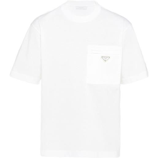 Prada t-shirt con taschino e logo - bianco