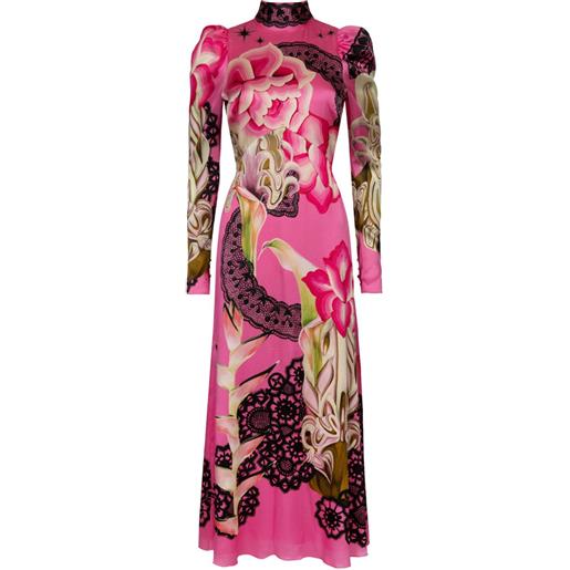 Temperley London abito midi cici in pizzo a fiori - rosa