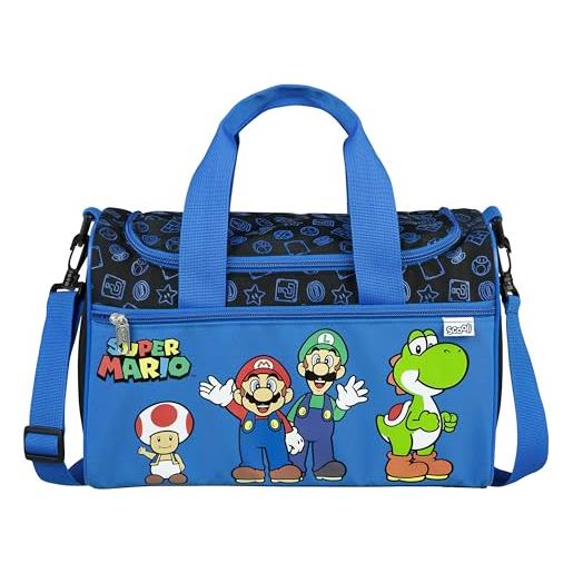Scooli - borsa sportiva super mario per bambini - 23 x 35 x 16 cm - scomparto principale spazioso - tracolla regolabile - accessori per la scuola - borsa a tracolla