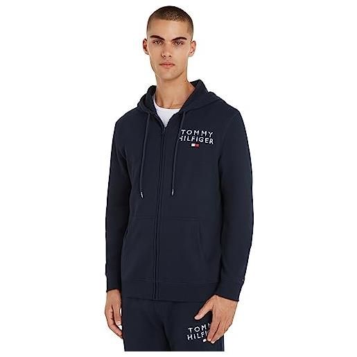Tommy Hilfiger uomo felpa con cappuccio e zip cerniera, verde (faded olive), s