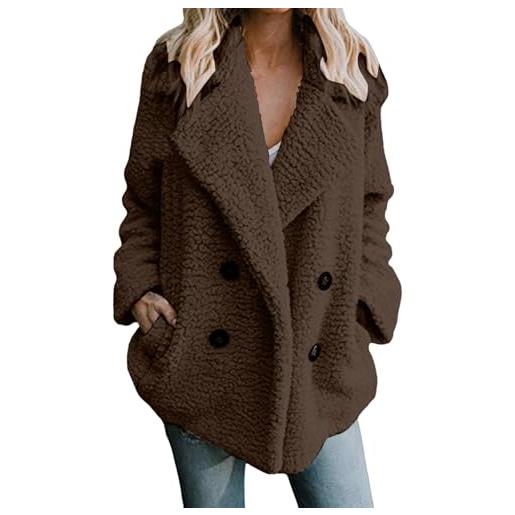 Cocila cardigan oversize invernale da donna a maniche lunghe con double casual tinta unita 7rosso (coffee xl) parka invernale donna giubbotto ecopelle giacca trapuntata vera pelle piumini