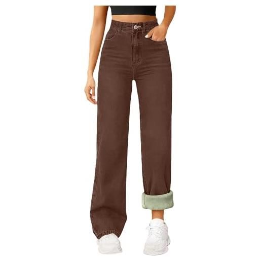 Kiduoua jeans da donna foderati in pile, da donna invernali imbottiti caldi in denim a vita alta slim fit jeans termici comodi da jogging a vita alta jean skinny elasticizzati