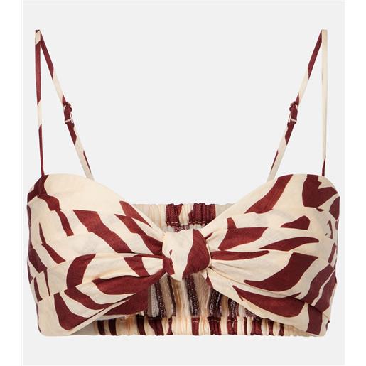 Johanna Ortiz top in lino con stampa plissã©