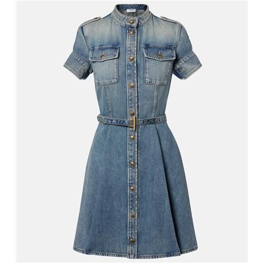 McQueen abito chemisier in denim con cintura