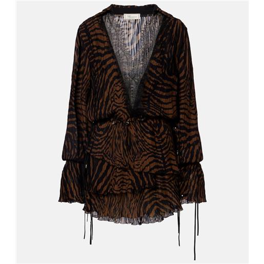 Blumarine abito corto in chiffon con stampa