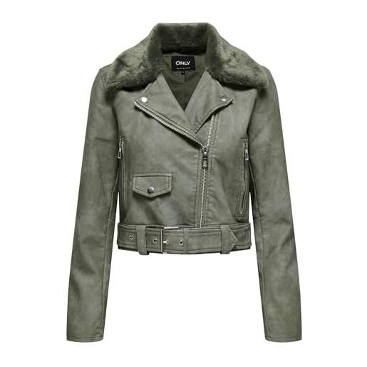 ONLY onlmacy washed biker cc otw giacca da motociclista, ombra/dettaglio: lavato, s donna