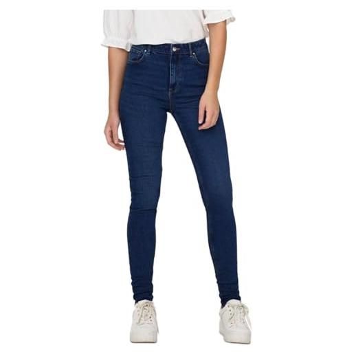 Only onldruna hw skinny dnm pimbox, jeans donna, denim blu scuro, 30w / 32l