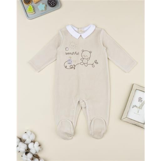 Prénatal tutina neonato beige con ricami