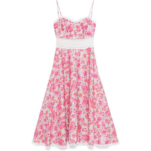 NISSA abito midi in lino a fiori - rosa