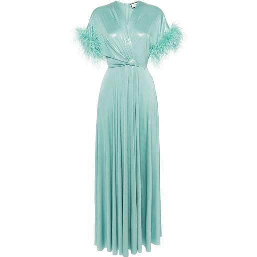NISSA abito da sera con rifinitura di piume - verde