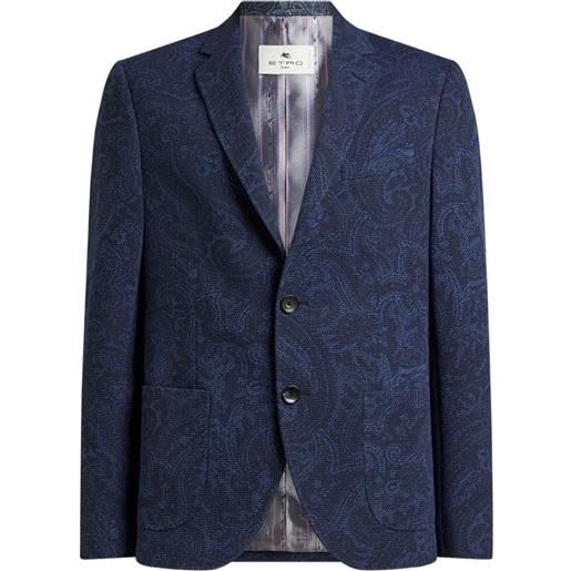 ETRO blazer monopetto con stampa paisley - blu
