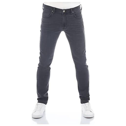 Lee luke slim fit tapered - jeans da uomo, pantaloni jeans affusolati in denim di cotone, elasticizzati, blu, nero, grigio, taglie dalla 46 alla 54 (taglie us: w30, w31, w32, w33, w34, w36, w38), 50
