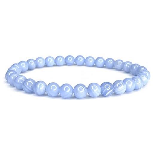 Nàgàrjuna Bracciale In Howlite Bianca Naturale – Elastico Resistente, Grani Da 6 Mm, Gioiello Litoterapia Uomo/Donna