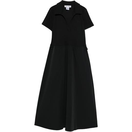 DKNY abito midi con logo ricamato - nero