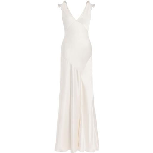 Jenny Packham abito lungo collette con fiocco - toni neutri