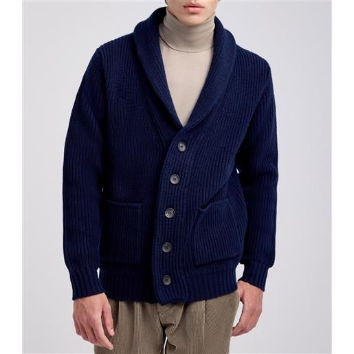 S. Moritz cardigan sciallato blu con tasche