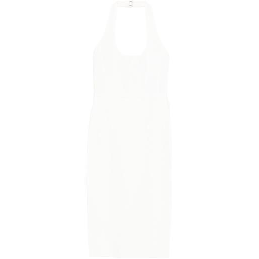Hervé Léger abito midi willa con scollo all'americana - bianco
