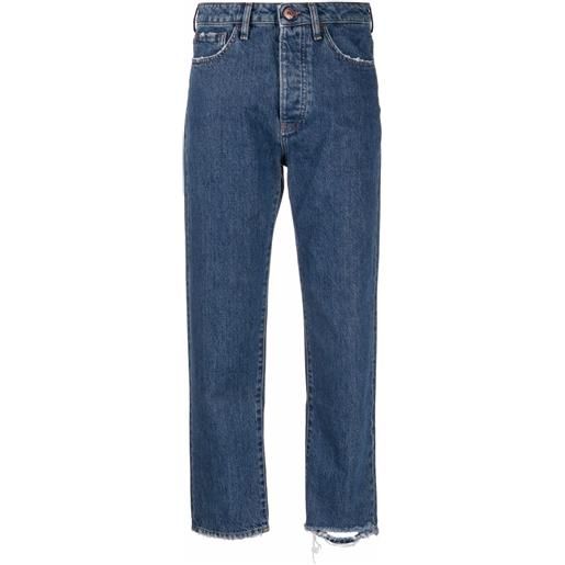3x1 jeans dritti con effetto vissuto - blu