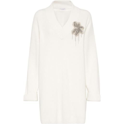 Brunello Cucinelli abito con decorazione - bianco