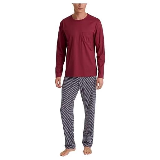 Götzburg Pigiama Lungo Uomo In Cotone Jersey Blu Scuro - Maniche Lunghe Con Scollo A V, Taglia 56