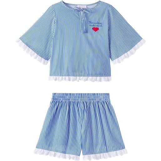Monnalisa top e shorts in mussola di cotone a righe