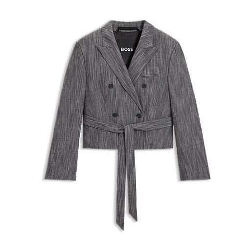 BOSS blazer regular fit in denim mélange, grigio scuro