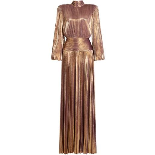 Retrofete abito lungo brienna plissettato - oro